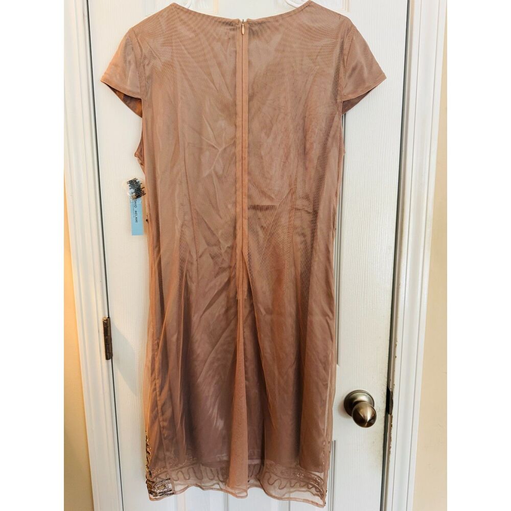 NWT Antonio Melani Nude Beige Beaded Cocktail Dress Sz 12 Embellished Sequin - Picture 4 of 12